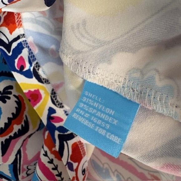 J.McLaughlin Shirt Womens Medium Multicolor Ruffle V Neck 3/4 Sleeve Stretch - Picture 4 of 7